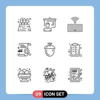 Universal Icon Symbols Group of 9 Modern Outlines of seeds forest keyboard report file Editable Vector Design Elements