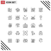 25 Thematic Vector Lines and Editable Symbols of view look lantern focus trolley Editable Vector Design Elements