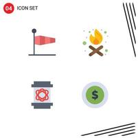 conjunto de 4 iconos de interfaz de usuario modernos símbolos signos para elementos de diseño de vector editables de espacio de fuego de velocidad de peligro de aire