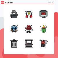 9 Creative Icons Modern Signs and Symbols of safe globe headphone earth html Editable Vector Design Elements