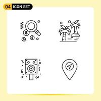 Pictogram Set of 4 Simple Filledline Flat Colors of dollar celebration date beach party Editable Vector Design Elements