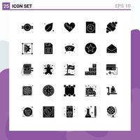 Group of 25 Modern Solid Glyphs Set for croissant file spring document favorite Editable Vector Design Elements