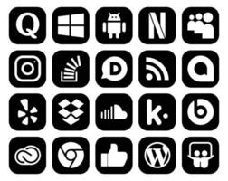 20 Social Media Icon Pack Including sound dropbox question yelp rss vector