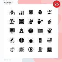 conjunto moderno de 25 glifos y símbolos sólidos, como ayudar a las posiciones de pascua, elementos de diseño de vectores editables de plomería feliz