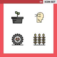 Modern Set of 4 Filledline Flat Colors and symbols such as nature settings mental chang thinking web development Editable Vector Design Elements