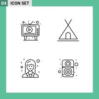 Universal Icon Symbols Group of 4 Modern Filledline Flat Colors of ad business play nature female Editable Vector Design Elements