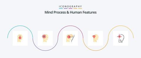 proceso mental y características humanas paquete de iconos planos 5 que incluye la mente. premio. mente. brian mente vector