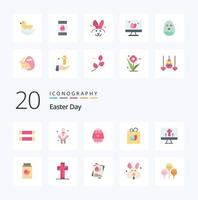 20 Easter Flat Color icon Pack like monitor birthday preacher box holidays vector