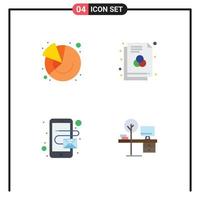 4 Universal Flat Icons Set for Web and Mobile Applications chart email marketing rgb comfort Editable Vector Design Elements