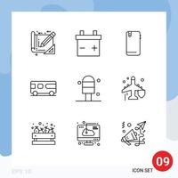 9 Universal Outline Signs Symbols of insurance ice android cream van Editable Vector Design Elements