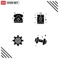 Set of Vector Solid Glyphs on Grid for call gear phone id services Editable Vector Design Elements