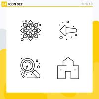 4 Creative Icons Modern Signs and Symbols of flower research rangoli left building Editable Vector Design Elements