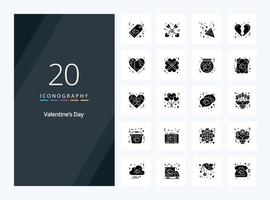 20 Valentines Day Solid Glyph icon for presentation vector