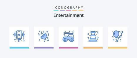 paquete de iconos azul de entretenimiento 5 que incluye el juego. empeñar. decoración. tocar. consola. diseño de iconos creativos vector