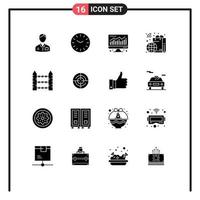 Set of 16 Modern UI Icons Symbols Signs for security barbed computer smart retail Editable Vector Design Elements