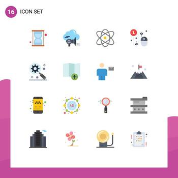 User Interface Pack of 16 Basic Flat Colors of digital marketing concept pay atom click business Editable Pack of Creative Vector Design Elements