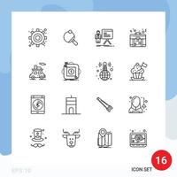 16 User Interface Outline Pack of modern Signs and Symbols of transport car businessman love bag Editable Vector Design Elements