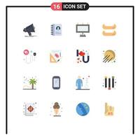 Group of 16 Modern Flat Colors Set for book recharge advertisement plug canoe Editable Pack of Creative Vector Design Elements