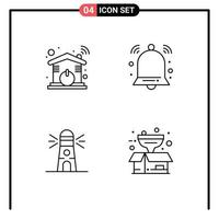 Mobile Interface Line Set of 4 Pictograms of automation building wifi notification house Editable Vector Design Elements