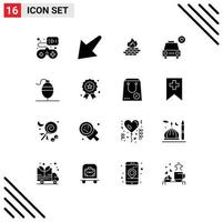 paquete de iconos de vector de stock de 16 signos y símbolos de línea para elementos de diseño de vector editables de coche de corazón de computadora bobber de pesca