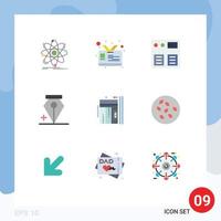 conjunto de 9 iconos de interfaz de usuario modernos signos de símbolos para ascensor pluma de flecha agregar elementos de diseño vectorial editables vector