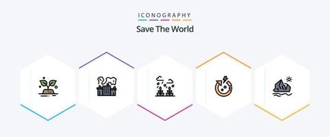 Save The World 25 FilledLine icon pack including environment. world. environment. save. arrow vector