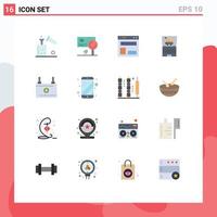 Flat Color Pack of 16 Universal Symbols of ecommerce online detection website layout web layout Editable Pack of Creative Vector Design Elements