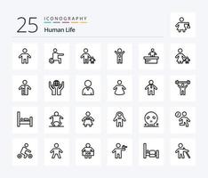 paquete de iconos humanos de 25 líneas que incluye cajero. éxito. niño. negocio. niño vector