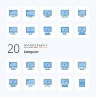 20 Computer Blue Color icon Pack like  Layer  laptop pc device vector