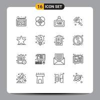 16 User Interface Outline Pack of modern Signs and Symbols of flipper baking model baked sign Editable Vector Design Elements