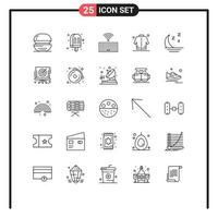 25 Thematic Vector Lines and Editable Symbols of foggy shopping meal man jacket Editable Vector Design Elements