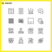 16 Universal Outlines Set for Web and Mobile Applications tile message direction chat interface Editable Vector Design Elements