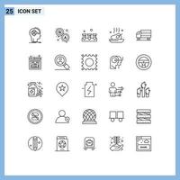 Group of 25 Modern Lines Set for roasted food survey dinner hardware Editable Vector Design Elements