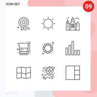 paquete de iconos de vector de stock de 9 signos y símbolos de línea para cuentas de disfraces que construyen elementos de diseño de vector editables de jarra de leche