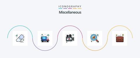 Miscellaneous Line Filled Flat 5 Icon Pack Including career. search. camera. scan. graph vector