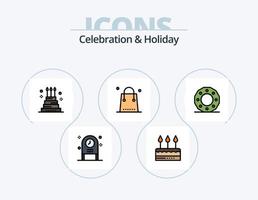 Celebration and Holiday Line Filled Icon Pack 5 Icon Design. arch. giant. each. event. cake vector