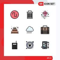 Universal Icon Symbols Group of 9 Modern Filledline Flat Colors of nature sky rain kite candle love Editable Vector Design Elements