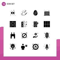 Universal Icon Symbols Group of 16 Modern Solid Glyphs of strategy form easter bricks layout graphic Editable Vector Design Elements