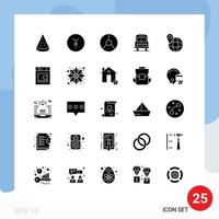 25 Universal Solid Glyphs Set for Web and Mobile Applications travel camping business travel pie Editable Vector Design Elements