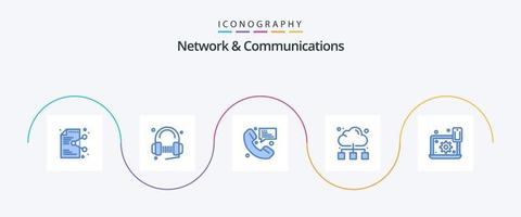 Network And Communications Blue 5 Icon Pack Including online. cloud. music. messaging. message vector