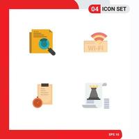 Editable Vector Line Pack of 4 Simple Flat Icons of page deadline page search wifi planning Editable Vector Design Elements