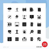 Set of 25 Commercial Solid Glyphs pack for contract search blue print document ruler Editable Vector Design Elements