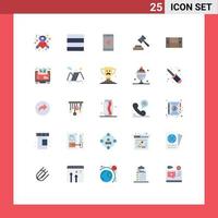 User Interface Pack of 25 Basic Flat Colors of learning furniture map desk law Editable Vector Design Elements