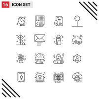 paquete de iconos de vector de stock de 16 signos y símbolos de línea para elementos de diseño de vector editables ssl de pin de banca de puntero de vacaciones