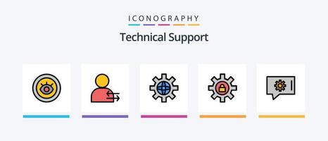 la línea de soporte técnico llenó un paquete de 5 íconos que incluye ayuda. apoyo. llamada. Servicio. apoyo. diseño de iconos creativos vector