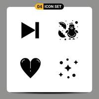 Pictogram Set of 4 Simple Solid Glyphs of end love next easter galaxy Editable Vector Design Elements