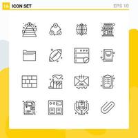 Set of 16 Vector Outlines on Grid for folder store realization shop success Editable Vector Design Elements