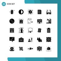 Set of 25 Commercial Solid Glyphs pack for testing page investment list check Editable Vector Design Elements