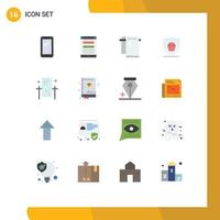 Group of 16 Flat Colors Signs and Symbols for plain security smartphone shield towel Editable Pack of Creative Vector Design Elements