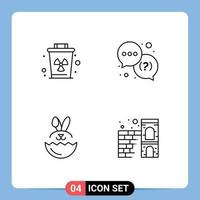 Set of 4 Modern UI Icons Symbols Signs for environment robbit trash service home Editable Vector Design Elements